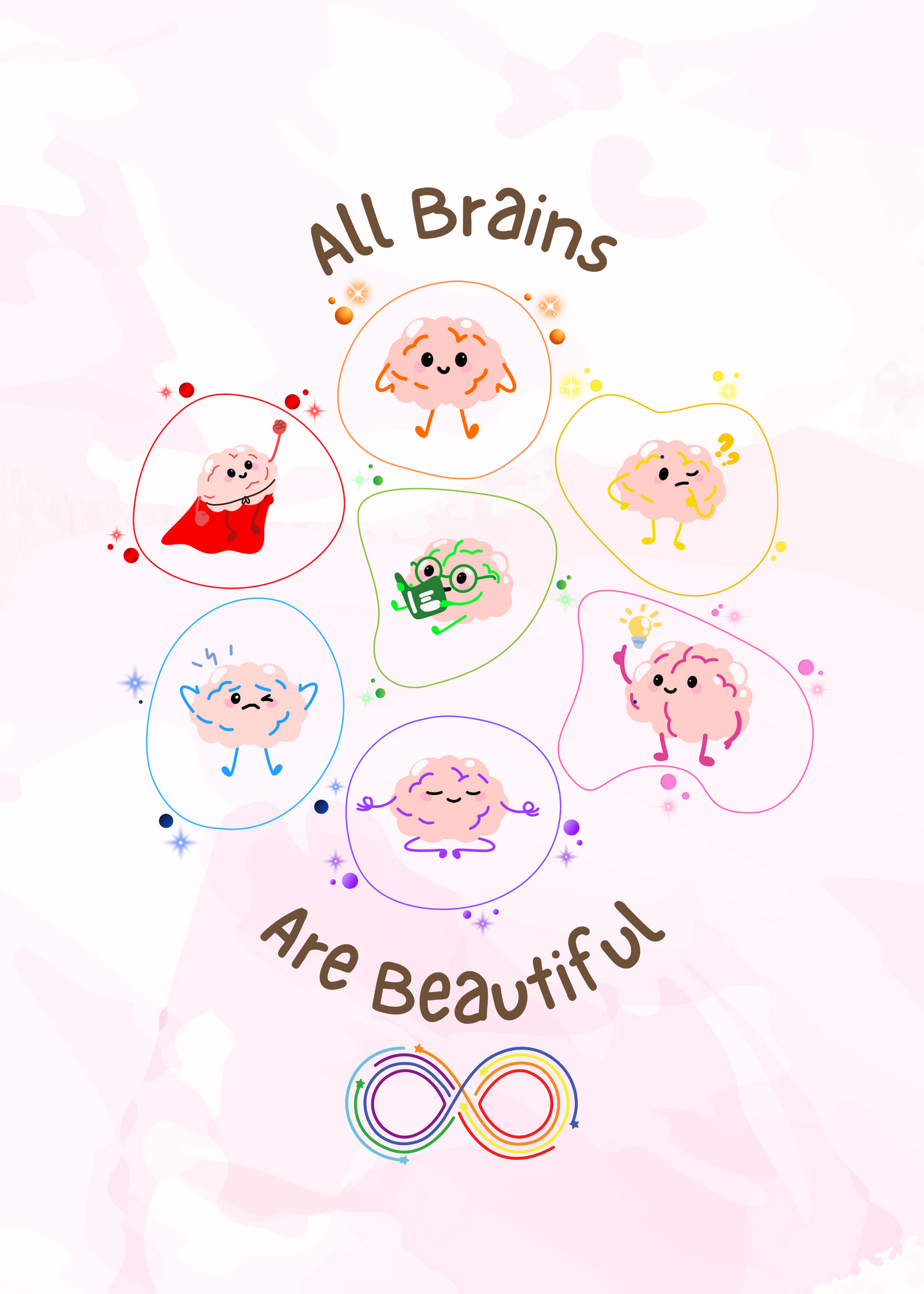 All Brains Are Beautiful 7x5 Art Print